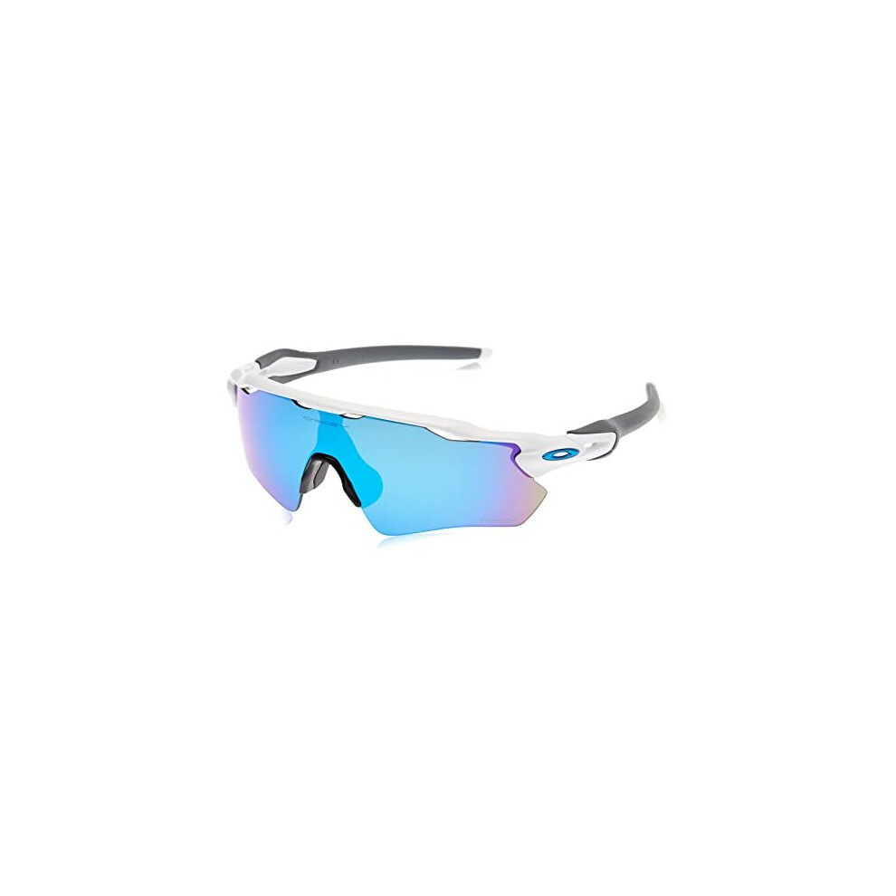 Oakley Mens Oo9208 Radar Ev Path Polarized Shield Sunglasses, Polished White & Black/Prizm Sapphire, 38 Mm