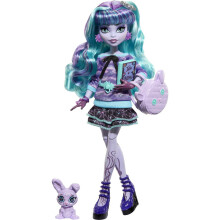 Monster High Twyla-dukke med Dustin the Bunny - Creepover Party Sleepover-tilbehørssæt