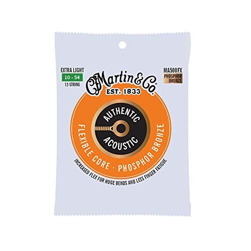 Martin Guitar Authentic Acoustic Flexible Core Ma500Fx, 92/8 Phosphor Bronze, Extra Light 12-String Guitar Strings