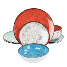 Elama El-Pryce Assorted Melamine Dinnerware Set, 12 Piece