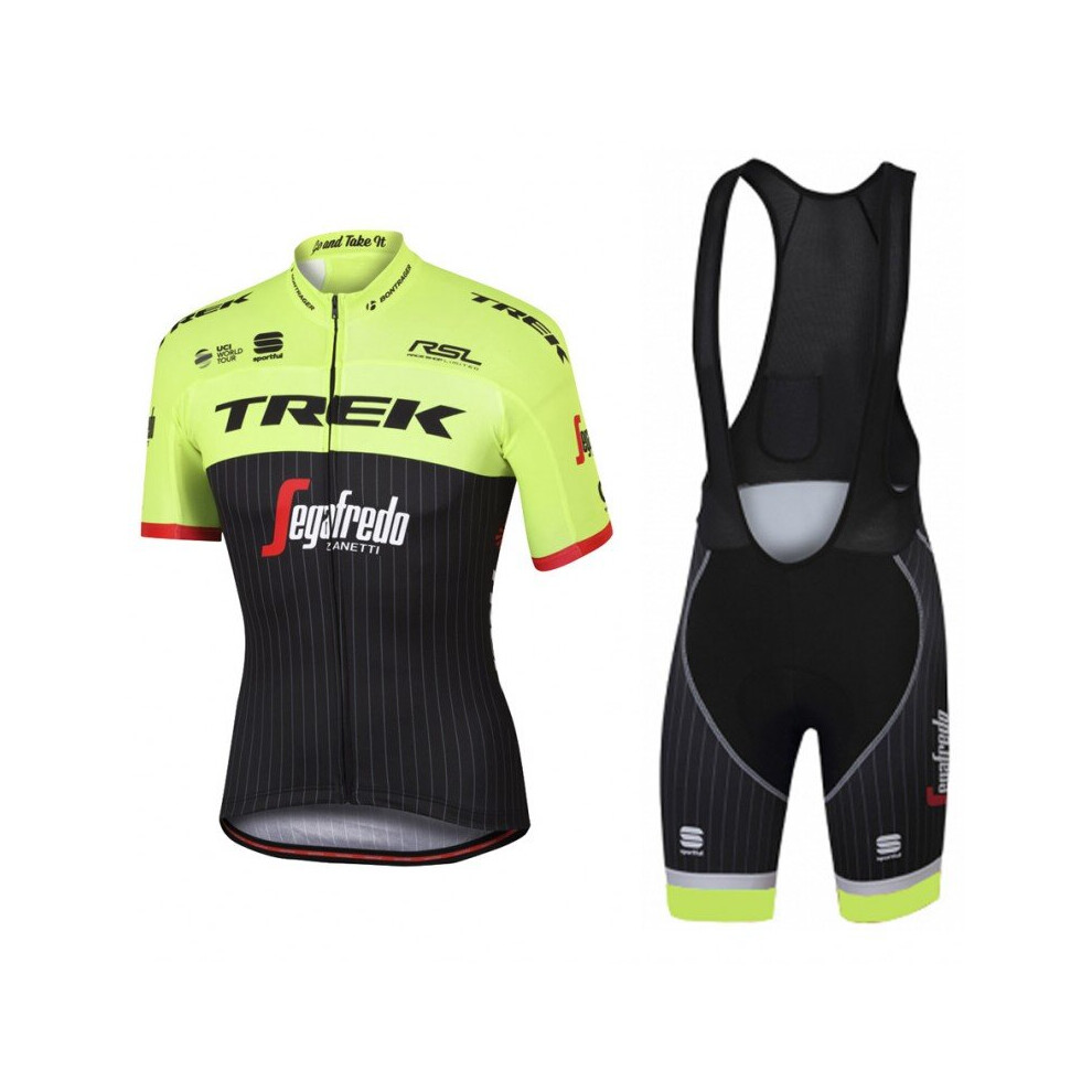 (Green, L) Men's Cycling Jersey And Bib Shorts Set 