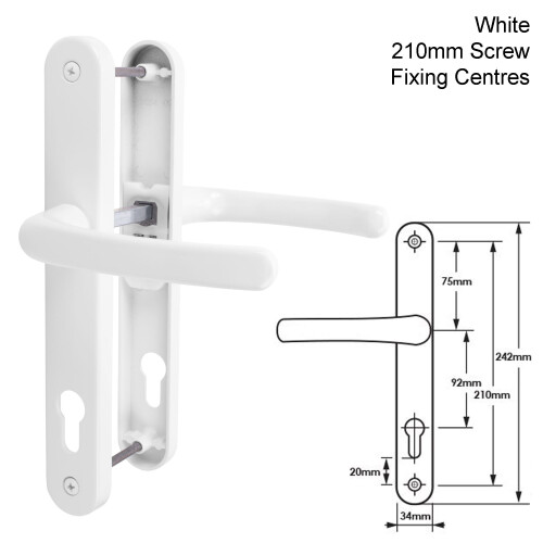(210mm White) JCP PRO UPVC Door Handle Set 92mm PZ Pair on OnBuy
