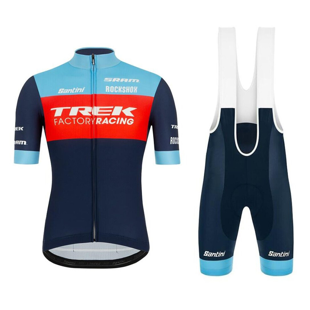 (Blue, 2XL) Men's Cycling Jersey And Bib Shorts Set 
