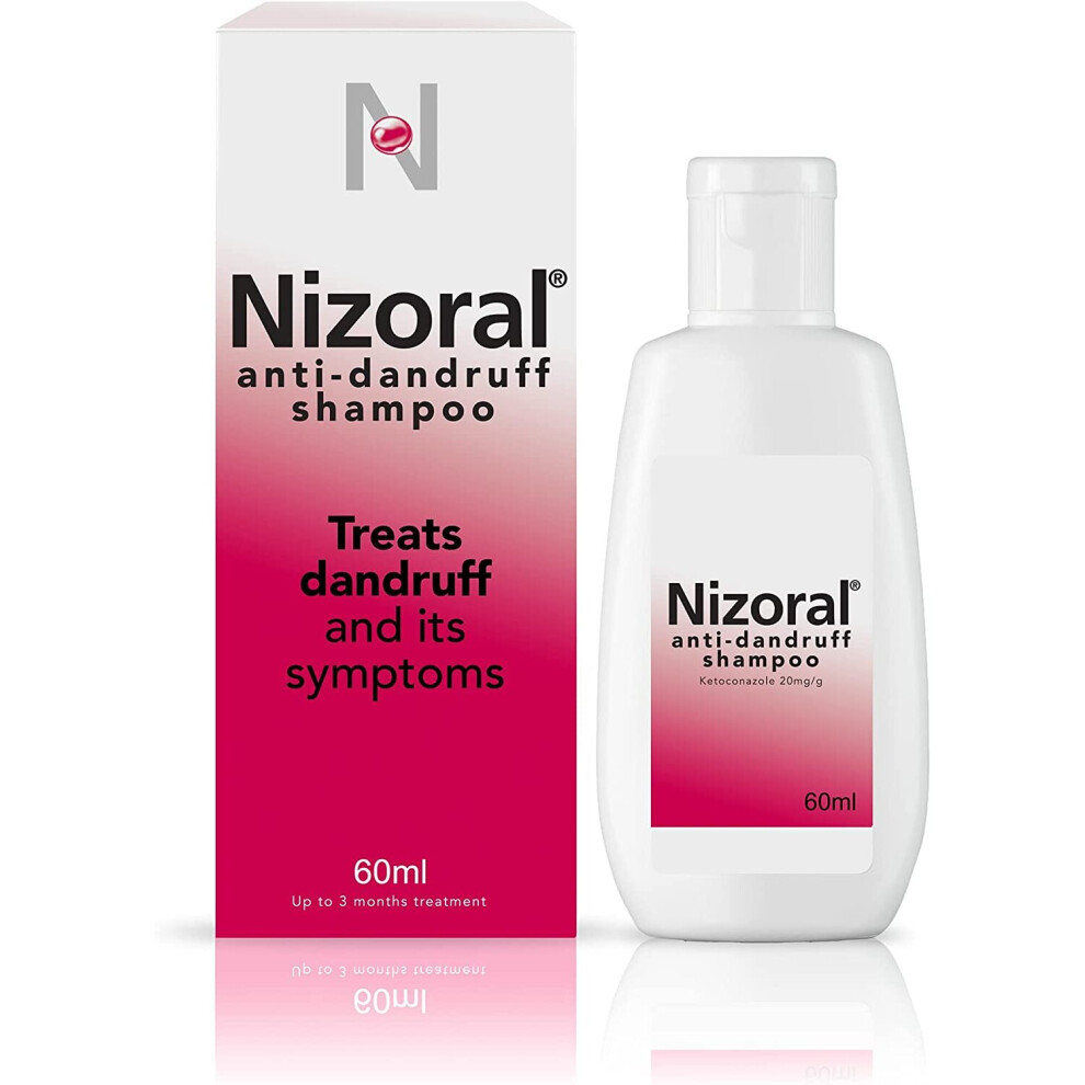 Nizoral Anti-dandruff Shampoo 60ml, clinically proven Treatment for dandruff flare ups, relieve itching, helps remove flakes and soothe inflammation