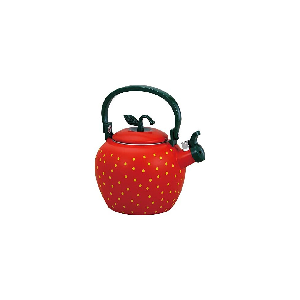 Upware Enamel On Steel Whistling Tea Kettle, Stovetop Teakettle (2.3 Quart, Strawberry)