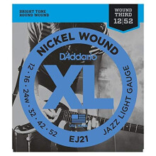 DAddario Nickel Wound Electric Guitar Strings, 1-Pack, Jazz Light, 12-52
