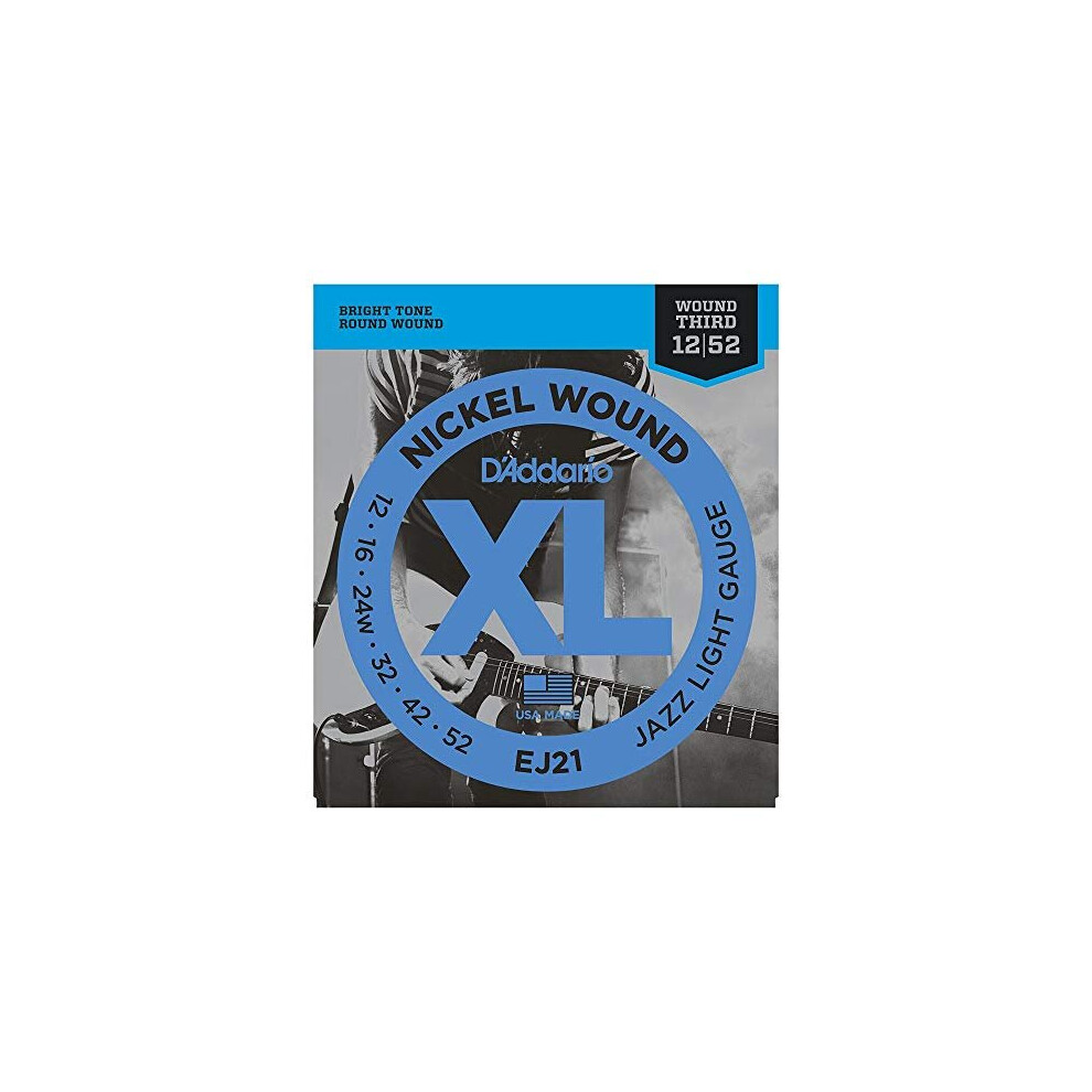 DAddario Nickel Wound Electric Guitar Strings, 1-Pack, Jazz Light, 12-52