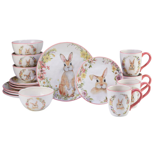 Certified International Easter Garden 16 Pc Dinnerware Set, Service For 4, Multicolored