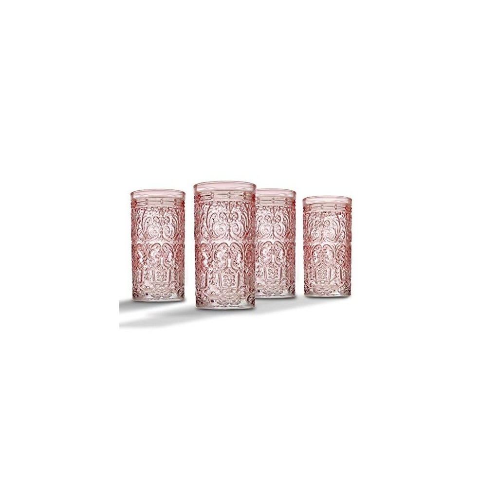 Jax Highball Beverage Glass Cup By Godinger - Pink - Set Of 4