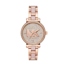 Michael Kors Womens Sofie Stainless Steel Quartz Watch With Stainless-Steel-Plated Strap, Rose Gold, 14 (Model: Mk4336)