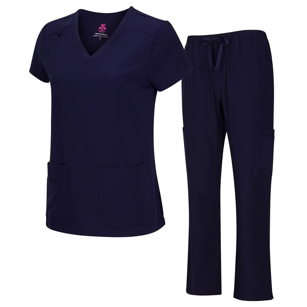 Natural Uniforms 8400-9400 - Set Da Donna Con Scollo A V E Pantaloni, True Navy Blue, M-image