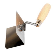 (3,1x2,4 inch / 80x60 mm, External 90°) Stainless Steel Lining, Plastering Trowel - Toolty - External and Internal Angled - Wooden handle - for brickwork, slabing, plastering - DIY