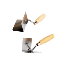 (Set - all sizes - External and Internal 90°) Stainless Steel Lining, Plastering Trowel - Toolty - External and Internal Angled - Wooden handle - for brickwork, slabing, plastering - DIY