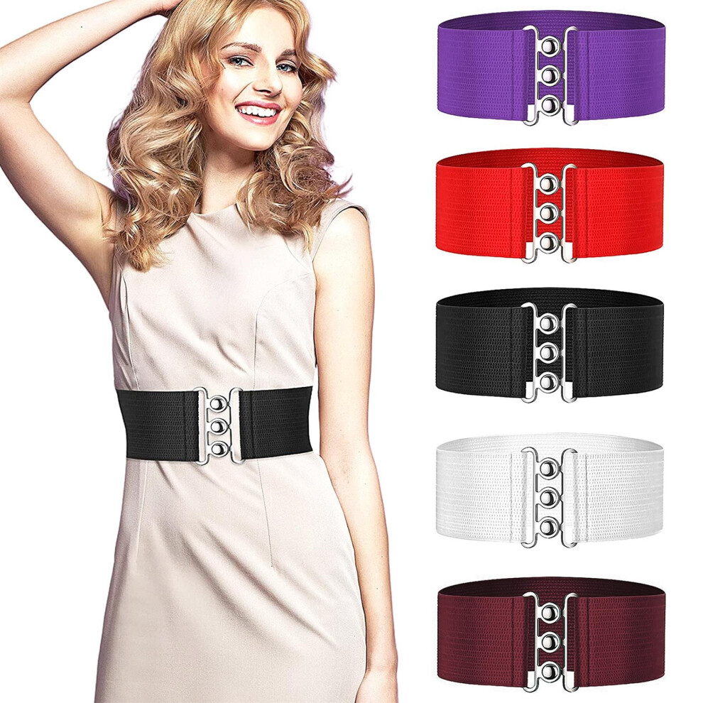 (S, Red) Enzo Womens Elasticated Belts