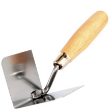 (4,7x2,9 inch / 120x75 mm, Internal 90°) Stainless Steel Lining, Plastering Trowel - Toolty - External and Internal Angled - Wooden handle - for brickwork, slabing, plastering - DIY