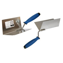 (Set 2 PCS - 4,7x2,9 inch / 120x75 mm) Stainless Steel Lining, Plastering Trowel - Toolty - External and Internal Angled 120x75mm - Rubber handle - for brickwork, slabing, plastering