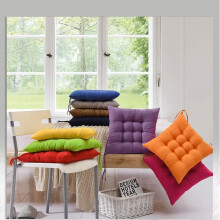 (Red, Set of 6) Seat Pads Chair Pad for Dining Garden Chair Plain