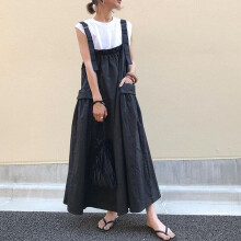 Womens Fashion Pockets Overall Suspender Dress