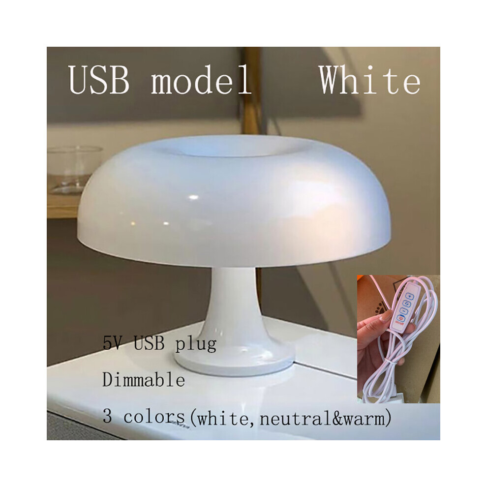 (USB model White) Italy Designer Led Mushroom Table Lamp for Hotel Bedroom Bedside Living Room Decoration Lighting Modern Minimalist Desk Lights