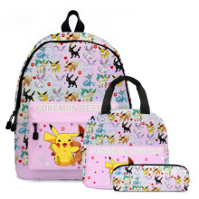 (04, 3PCS) Pokémon Pikachu Backpack Lunch Bag Pencil Case Set Kids Gift