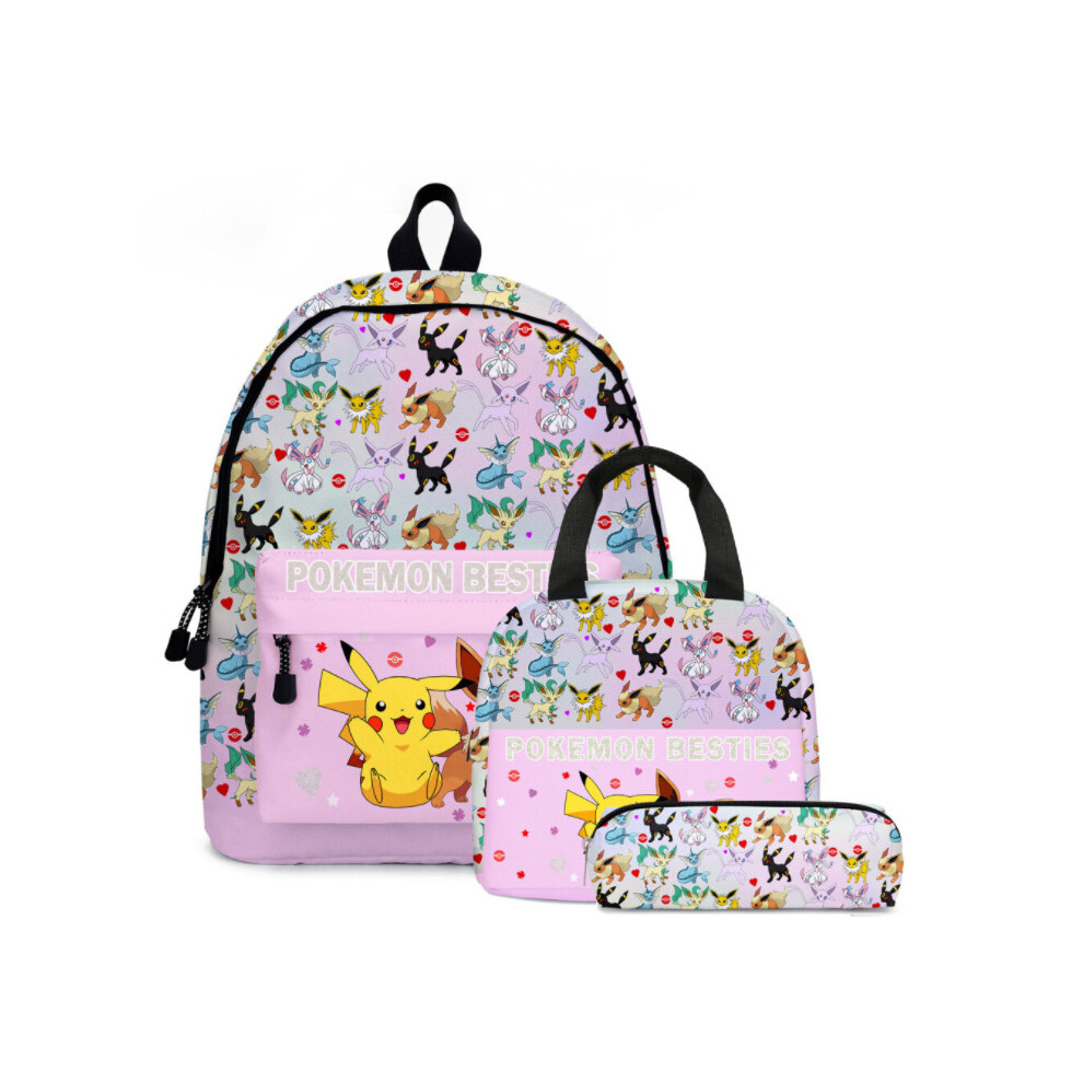 (04, 3PCS) PokÃ©mon Pikachu Backpack Lunch Bag Pencil Case Set Kids Gift