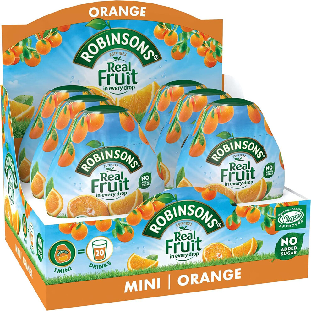 Robinsons Mini - No Added Sugar - Low Calorie - Orange, 6 Count