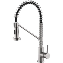 Kitchen Taps, Low Lead Commercial Solid Brass Single Handle Single Lever Pull Down Sprayer Spring Kitchen