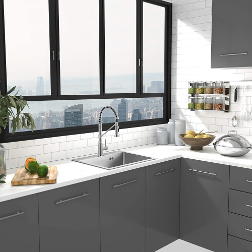 Kitchen Taps, Low Lead Commercial Solid Brass Single Handle Single Lever Pull Down Sprayer Spring Kitchen 1