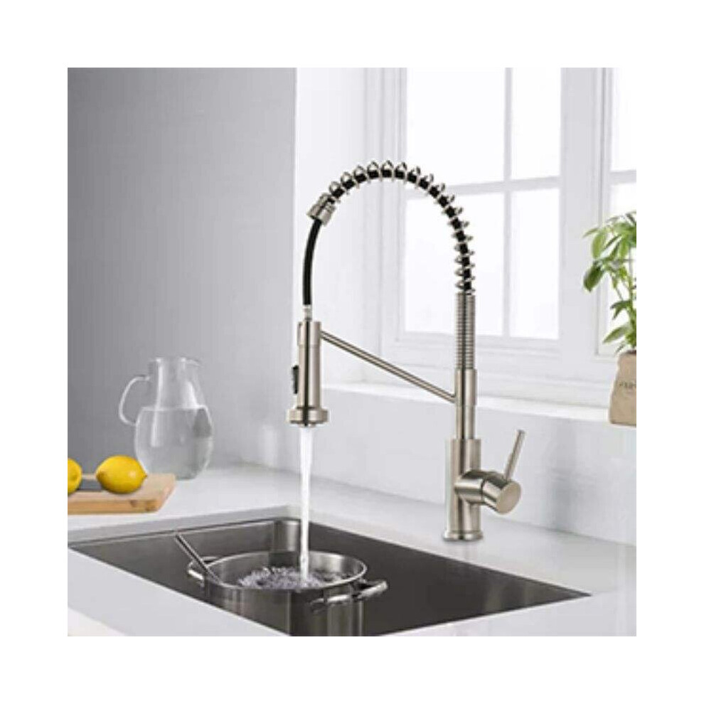 Brushed Nickel Monobloc Kitchen Sink Mixer Tap Swivel And Spring Spout 8804717540338