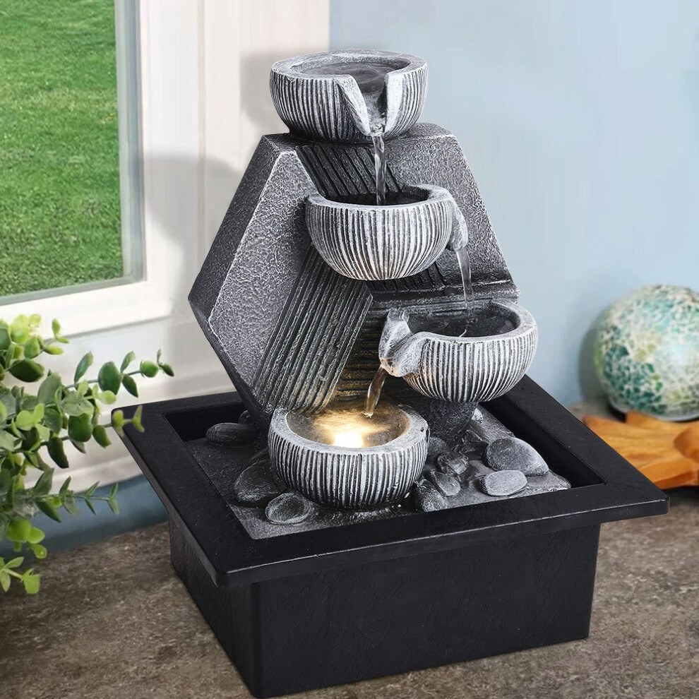 Garden Resin Fountain Water Feature LED Light