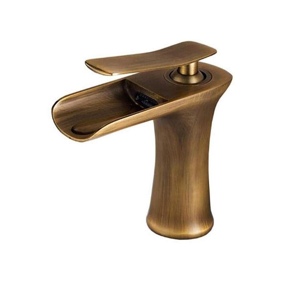 (Antique Brass) Waterfall Basin Taps Antique Brass/Gold Bathroom Taps Mixer Wash Sink Faucet 8804717540406
