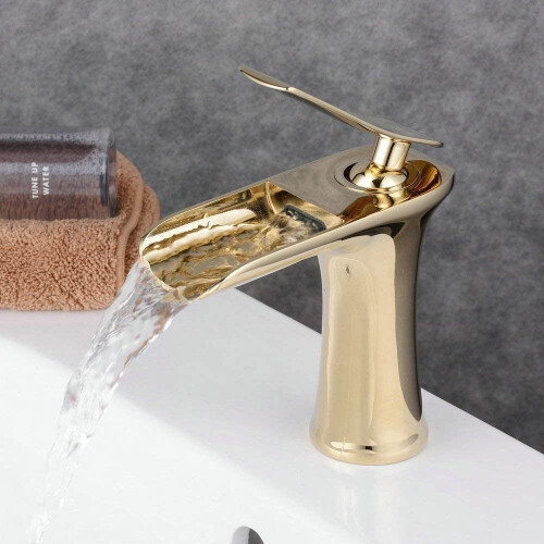 (Gold) Bathroom Basin Waterfall Faucet Mixer Taps