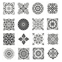 16pcs Painting Stencils Mandala Reusable Drawing Stencil For Diy Floor Wall Tile