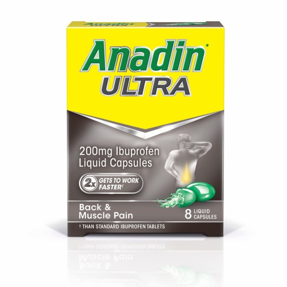 Anadin Ultra Ibuprofen Pain Relief Liquid Capsules 8s (Pack of 12)