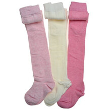 3 pack of Plain Pink & Cream Cotton Baby Tights - Multipack