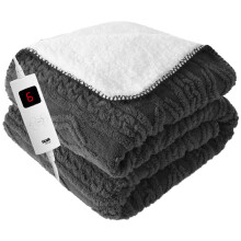 (Cool Dark Grey) GlamHaus Electirc Heated Throw Blanket 160x130 cm