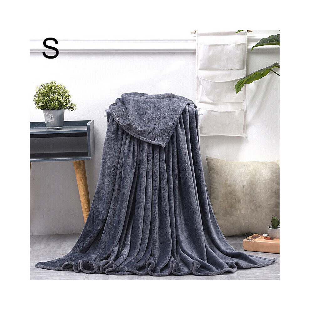 (Dark grey, 70x100cm) Coral Fleece Blanket Soft Luxury Warm Home Sofa Bed Throw Living Room