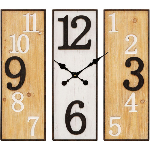 WIDDOP and Co. 3 Panel Wood & Metal Wall Clock 60CM