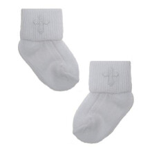 Baby Girls Boys Christening Socks With Embroidered Cross (6-12 Months, White)