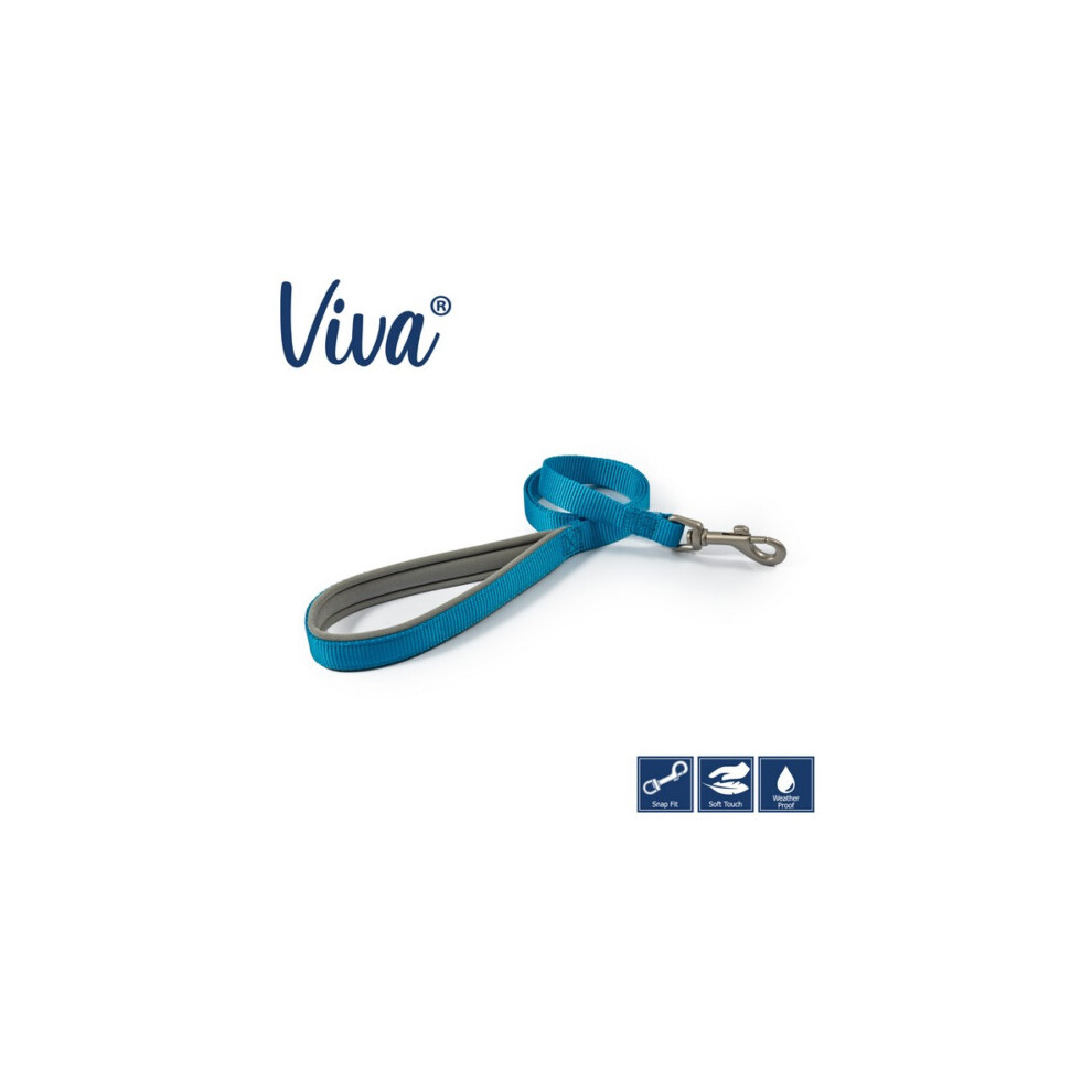 Ancol Viva Padded Nylon Lead 19Mm X 1M Dog Puppy Leash Snap Hook Blue