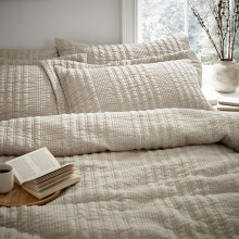 Pineapple Elephant Tamba Jersey Stripe Linear Quilted Oxford Pillow Case, Natural, Pair