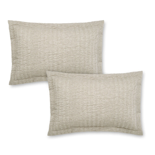Pineapple Elephant Tamba Jersey Stripe Linear Quilted Oxford Pillow Case, Natural, Pair 2