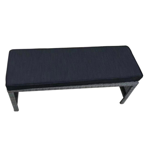 (Grey) Patio Rattan Bench Seat with Cushion 1