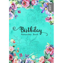 Birthday Reminder Book: B6 Small Notebook for Recording Birthdays and Anniversaries | Monthly Index | Watercolor Botanical Flower Design Turquoise