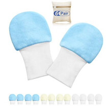 Baby Mittens Baby Anti Scratch Mittens No Scratch Mittens Baby Gloves for 0-6 Months Baby Boys Girls (Blue 6 Pack, 0-6 Months)