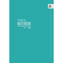 Alphabetical Notebook A5: Medium Lined-Journal Organizer with A-Z Tabs Printed | Smart Teal Design