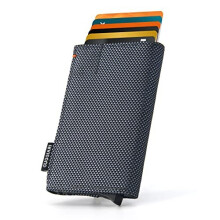GUGGIARI? Card Holder - Card Wallet with Coin Pocket and Magnetic Flap for Cash - Aluminum RFID Card Holder - Slim Wallet for Men - Grey Oxford