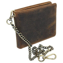 Visconti Leather Biker Wallet with Security Chain RFID Plus Tap and Go CHN Oil Tan