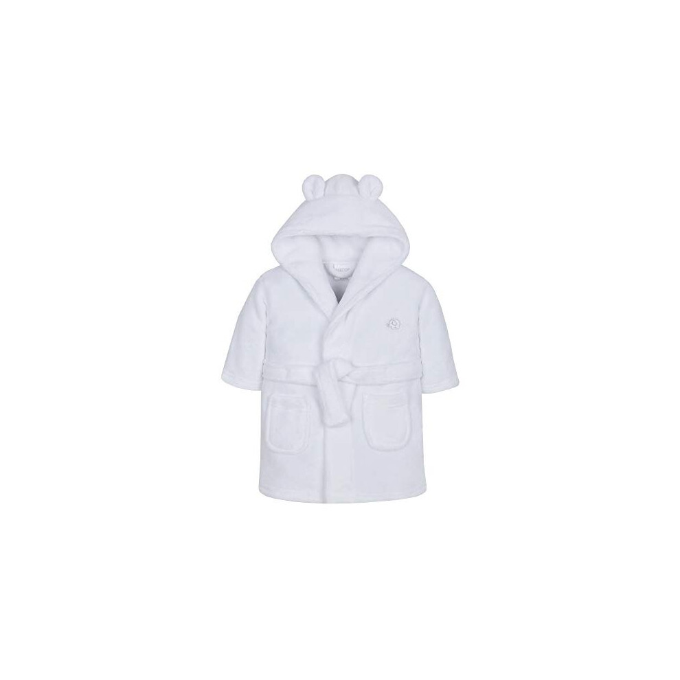 Babytown Baby Boys & Girls Soft Plush Fleece Dressing Gown White 0-6 Months