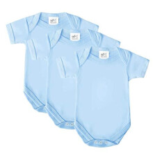 Premature Tiny Baby Bodysuits, 3 Pack For Boys and Girls, Made in Britain, Pure Cotton, Blue, 3-5lbs
